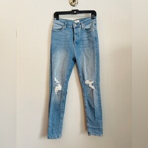 Forever 21 Blue Skinny Distressed High Waste Jeans